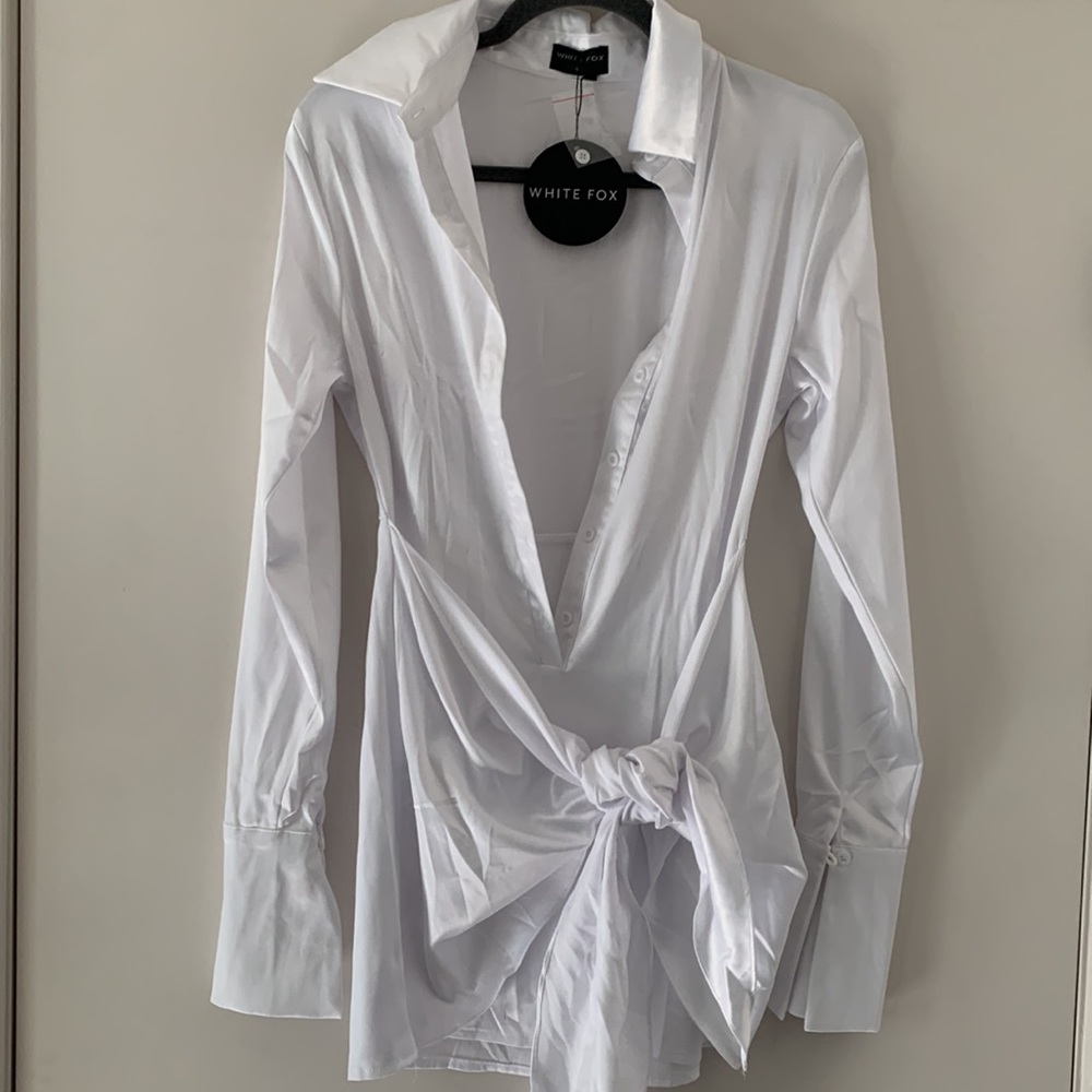 White, silk, mini dress perfect for a bachelorette!